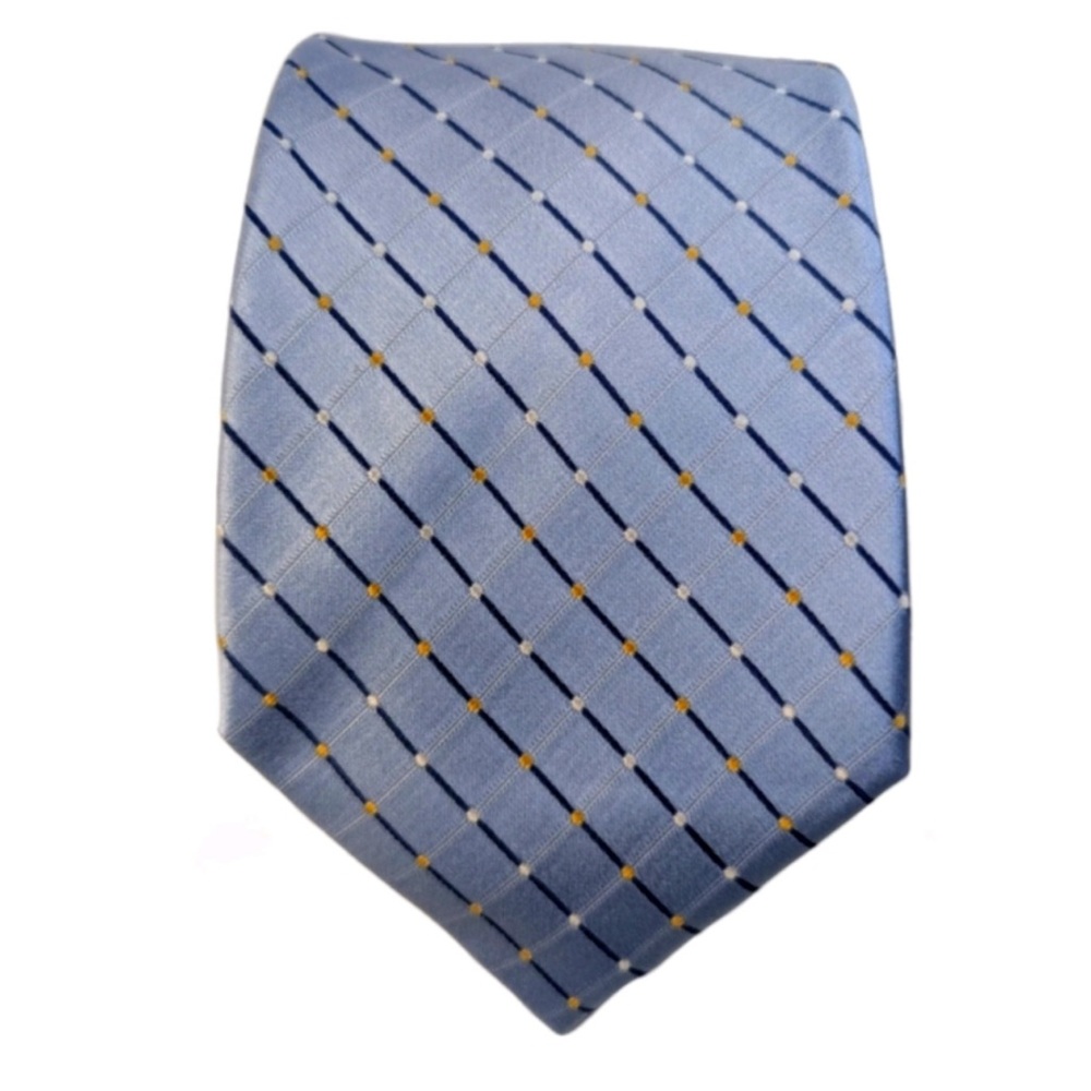 Geoffrey Beene Silk Tie
- Blue Yellow Grid Pattern -
Business Formal